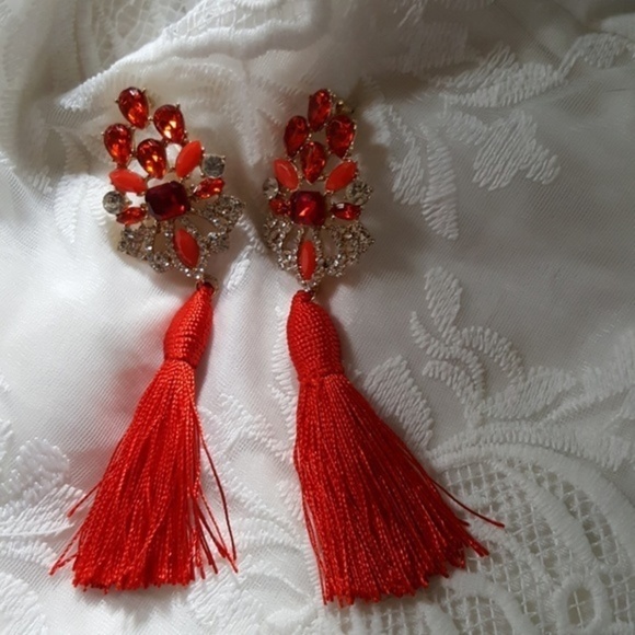 Red tassel Jewel earrings NEW‎ - Picture 1 of 4